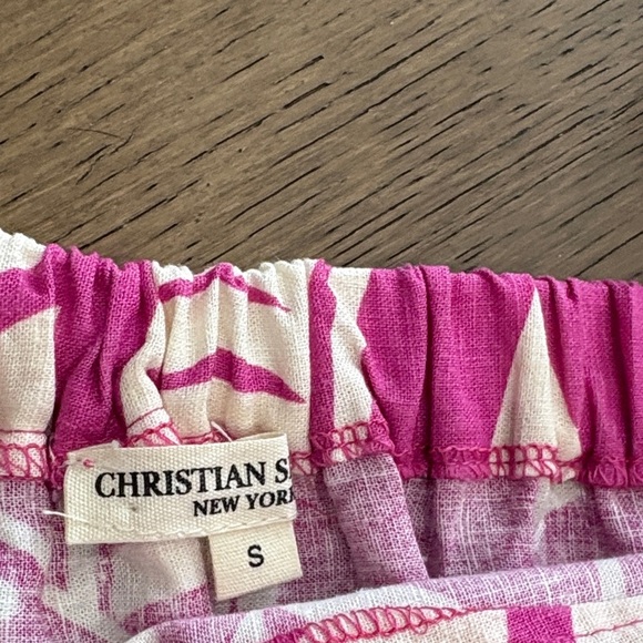 Christian Siriano Pink and Cream Long Wrap Linen Skirt - Picture 2 of 6